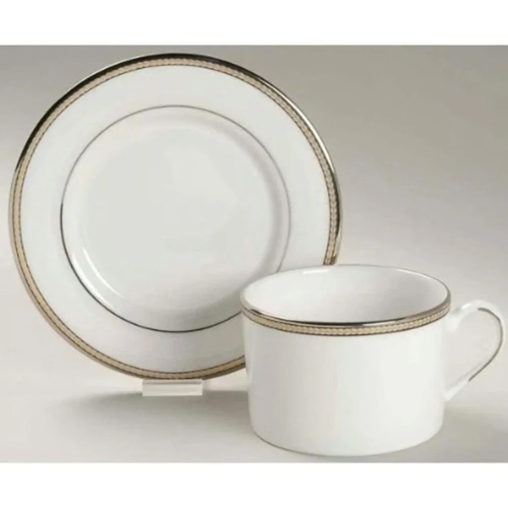 Kate Spade Lenox Sonora Knot Flat Cup and Saucer Set of 4 USA Discontinued